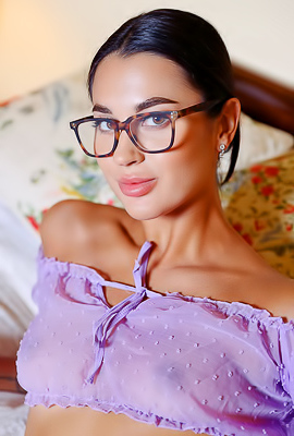 Victoria Mur Elegant Beauty Looks Effortlessly Graceful In Delicate Lavender Lingerie