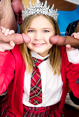 Coco Lovelock slutty punishment in the classroom with dads and daughter