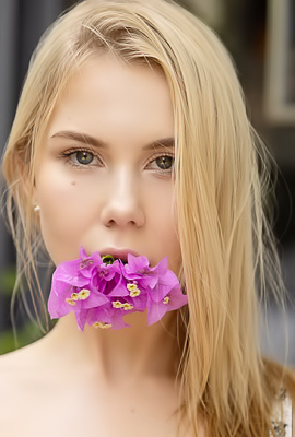 Hot blonde Nastya flaunts her big ass and juicy melons in a backyard tease