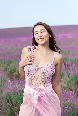 Sumiko Tempts In The Lavender Field, Legs Parted
